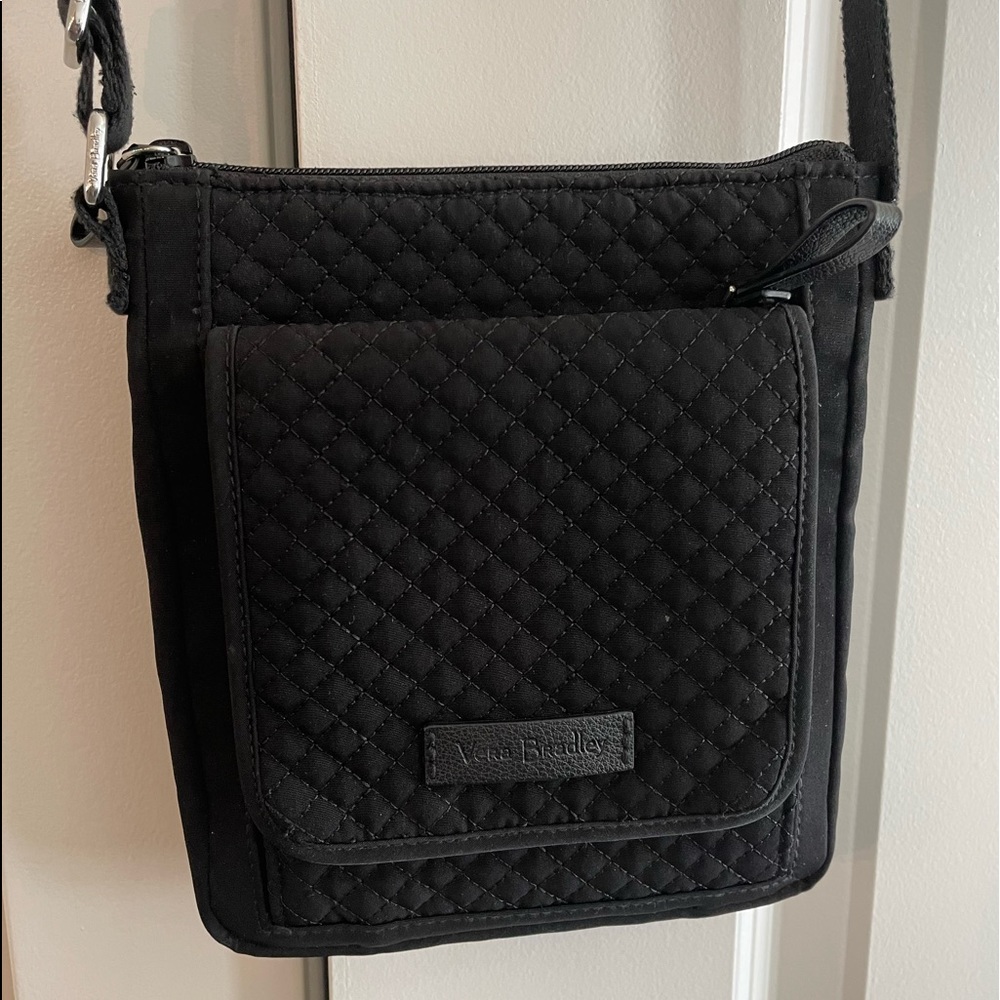 Vera Bradley Black Slim Crossbody EUC